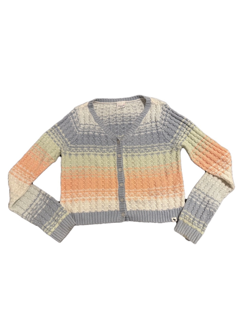 Abercrombie kids Pastel Striped Cropped Cardigan in Blue, Peach, Cream